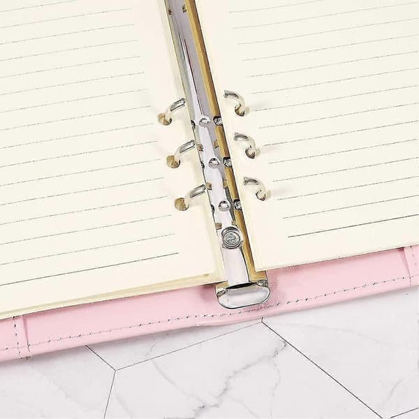 A5 PU Leather Ring Binder, Refillable 6-Ring Binder, Notebook and Meeting Notebook