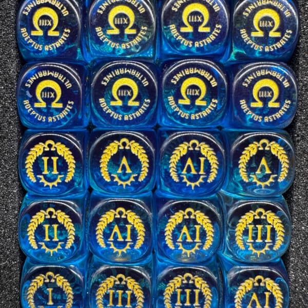Limitless Warrior Blue Dice Set 20 Pieces, 16mm Resin with Storage Case Ultra Warrior Ultra Warrior