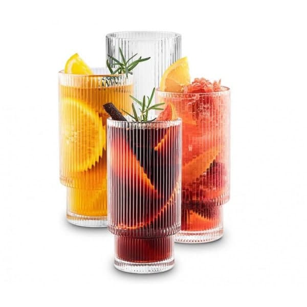 4-pakks riflede glass, 270 ml gjennomsiktig