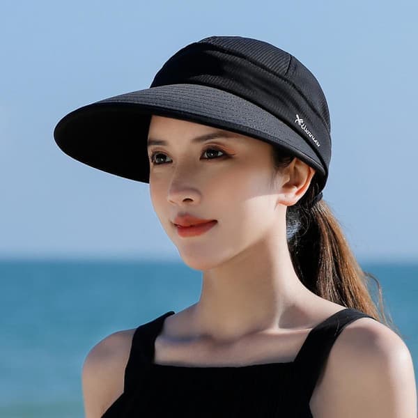 Solhatter for kvinner UV-beskyttelse Bred brem 2 i 1 Avtakbart visir Sommer Strandhatt Dame Sammenleggbar Golfhatt db