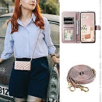 Mobile Case for Samsung Galaxy A32 5G/M32 5G, Grid Pattern Wallet Crossbody Bag (Style B)