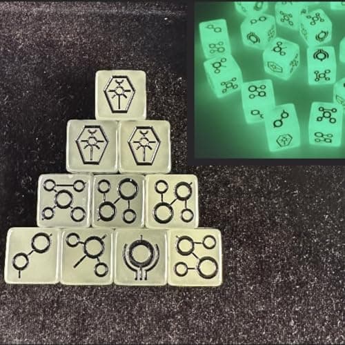 Space Grim Reaper terningsæt 20 stk., 16 mm selvlysende terninger til DND, MTG, RPG, Tenzi, Farkle, Yahtzee, Bunco, rollespil Space Zombies Space Zombies