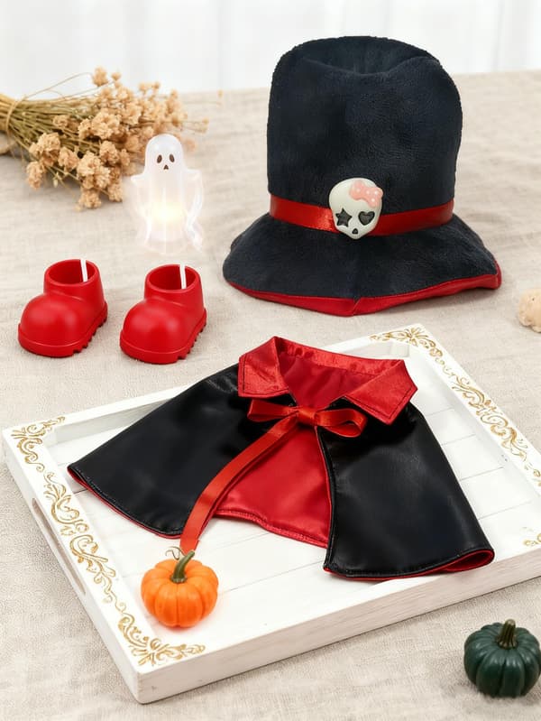 Halloween dockkläder set för Labubu 17cm dockor, röd magikerdräkt Cloak Red Cloak Red
