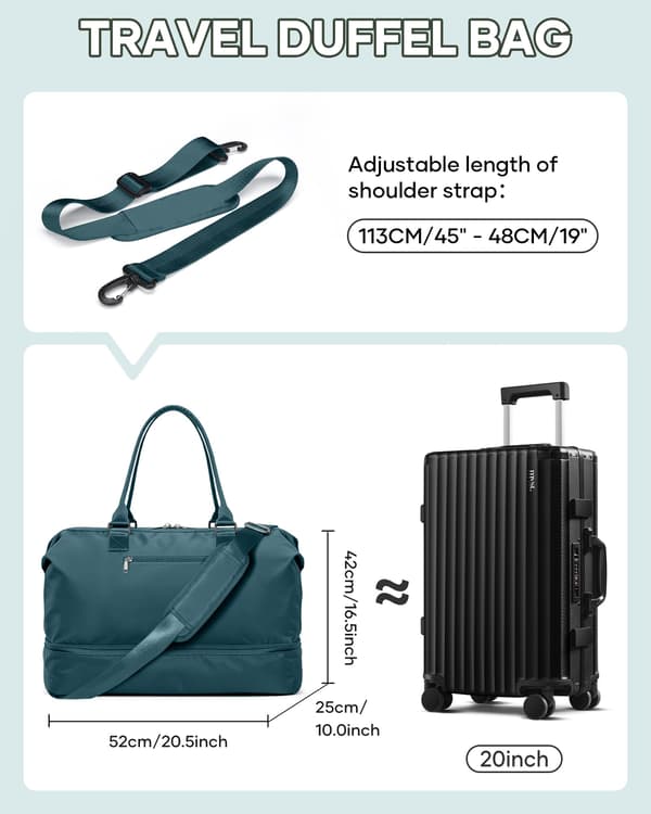 Resväska Weekender Bag Dam Tote Carry On Väskor Med Skofack L3-Blue L3-Blue