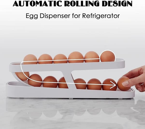 Eggrull, Eggstativ, Kjøleskap Eggdispenser, Kjøleskap Eggstativ, 2-lags Eggbrett, Eggdispenser Organizer, Eggbrett-FX-