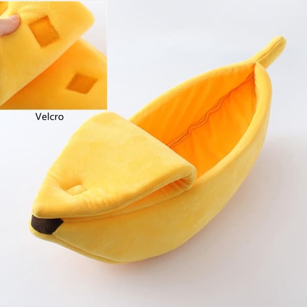 Banana Shaped Pet Bed - Creative Dog & Cat Cave - Warm & Soft Plush Puppy Mat