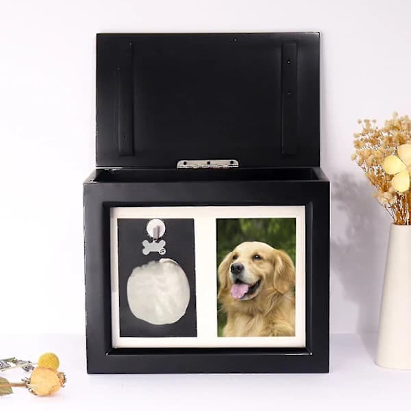 Pet Urn for Ashes Large Capacity for All Pets Unique Design with Photo Frame Black