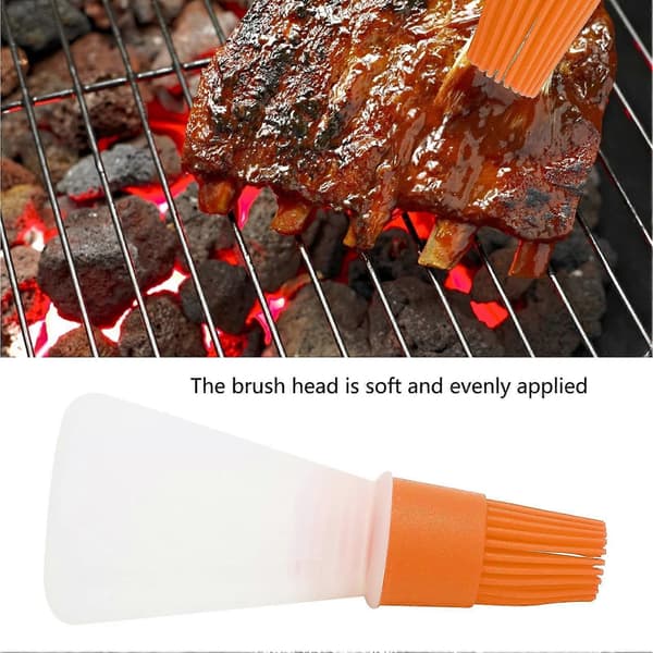 Oliedispenserflaske med silikonebørste, 2 i 1 BBQ Grill Bagning Madlavning Orange
