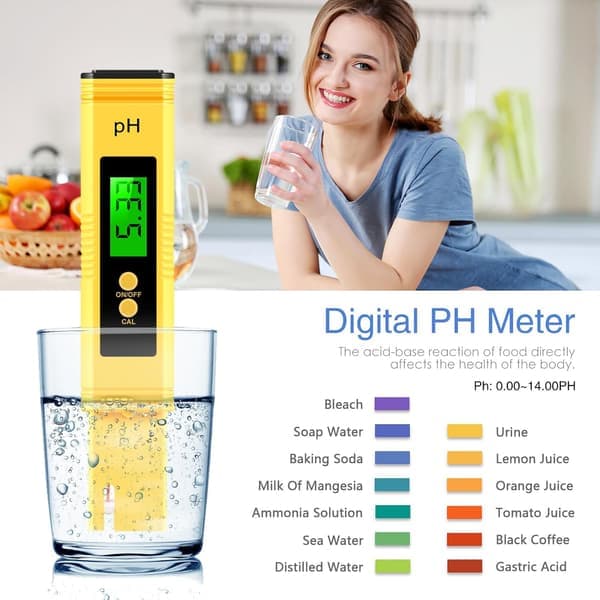 PH-mätare Digital Vatten PH-mätare 0.01 Hög Noggrannhet Testare med 0 - 14 Mätområde för Hydroponik, Hushållsdricksvatten, Pool och