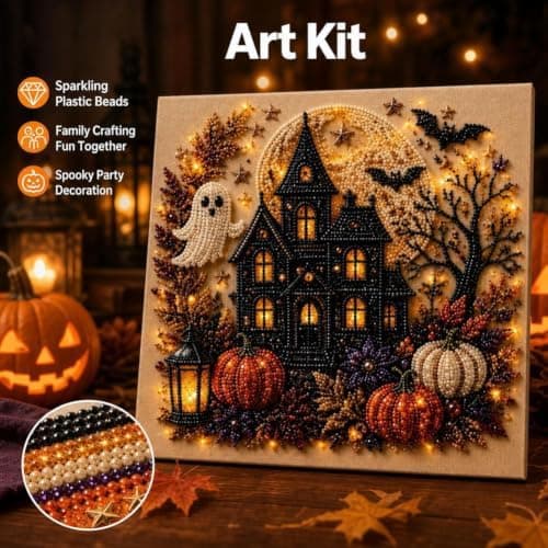 Framed Halloween Diamond Art Painting Kit DIY Rhinestone Decal Decor, B