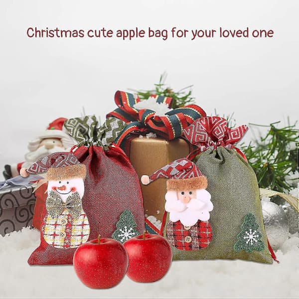 2-pack dragskoväskor Jultomte Snögubbe Presentpåsar Äpple Godis Godis Presentinslagning för Barn Jul Nyår
