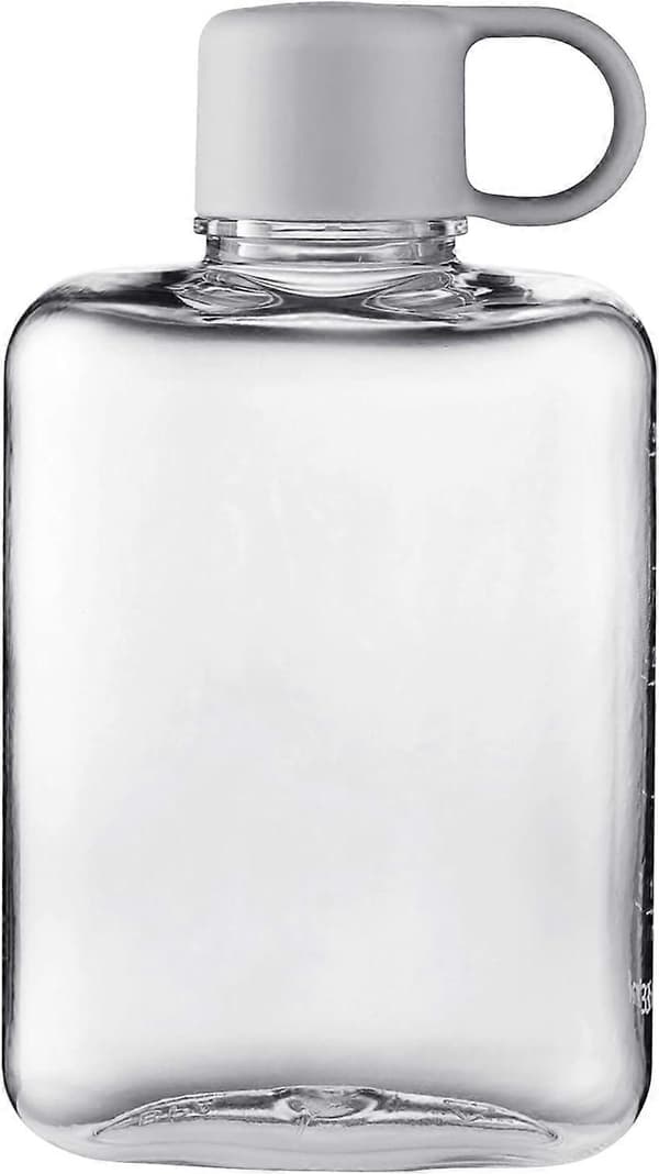 Platt vattenflaska, läckagesäker vattenmugg, klar drickmugg, vattenflaska för flickor, 360 ml för träning