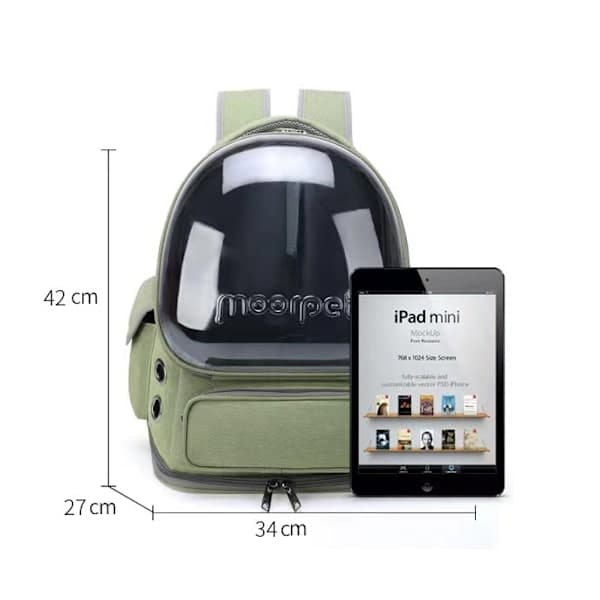 Cat Carrier, Pet Carrier with Large Breathable Bubbles, 42cm x 34cm x 27cm, Green