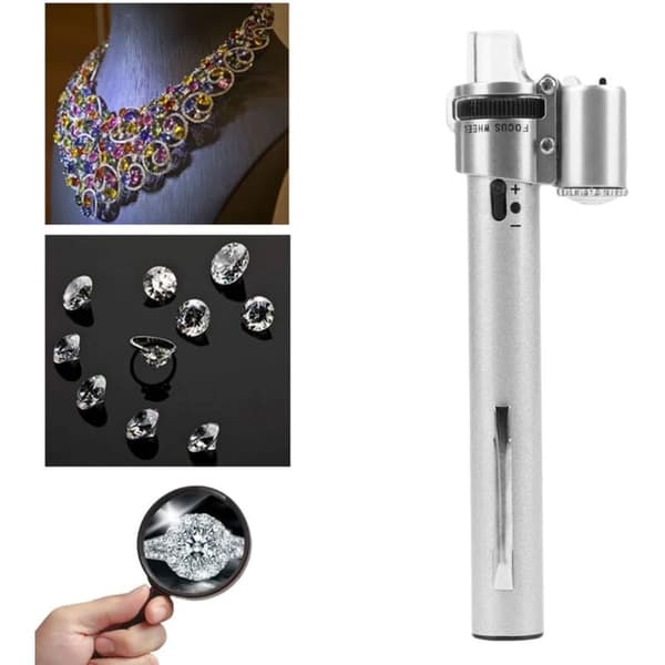 100X Mini Penform Multifunktionel Forstørrelsesglas med LED-lys og Læderetui