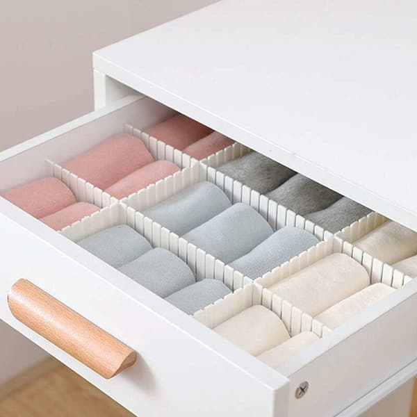 16 stk Skuffedelere Klesoppbevaring Garderobestrømper Undertøy Slips Skjerf Organizer Separator (L, 32,77 cm)