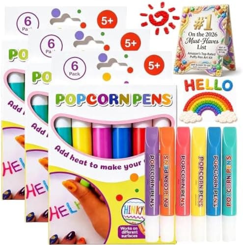 Popcorn-penner 3D Puffy Bubble Tegnekunstsett Varmeaktivert maling 18 stk 18PCS