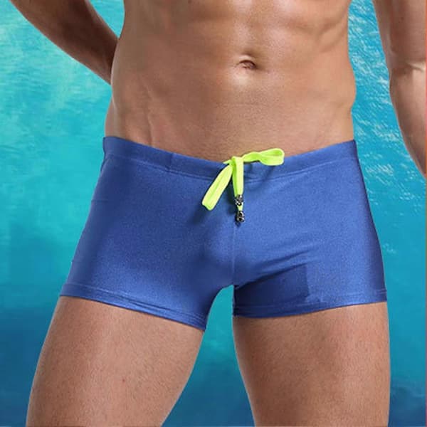 Badeshorts for menn med lav midje, høy elastisitet og 3D-snitt, Guanguan mørkeblå S Dark Blue S