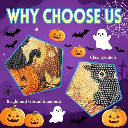 bleihum Halloween Diamond Art Kits til børn 8-12 år med ramme 7x7 tommer CC1204-US CC1204-US