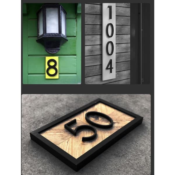 Moderna Børstede Husnumre - 5 Tommer, 125 mm Højde, Sort Massivt Rustfrit Stål (Nummer 6)