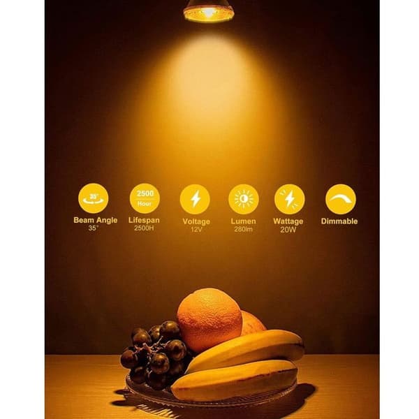 12V 20W Halogen Bulbs MR16 GU5.3, Warm White 2700K, Dimmable, 6-pack, Compatible with DEBUNS Ceiling Lights