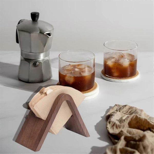 Kaffefilterholder, konisk opbevaringsstativ i træ til kaffepapir, dispenser til kaffefilterpapir -FY-