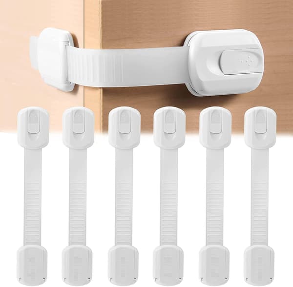 Childproof Cabinet Locks, 6 Pack, Child Safety Locks for Cabinets, Adjustable Child Proof Locks for Kitchen