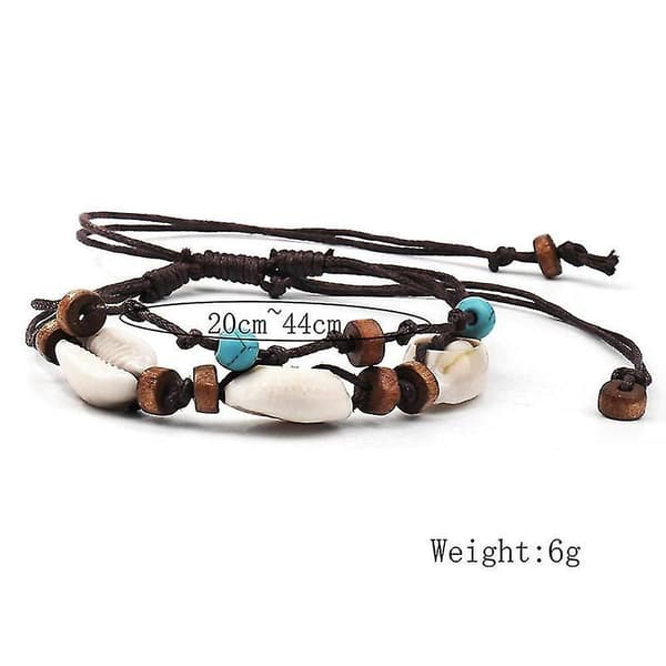 Boho Natural Sea Shell Stone Anklets for Women Wooden Beads Seashell
