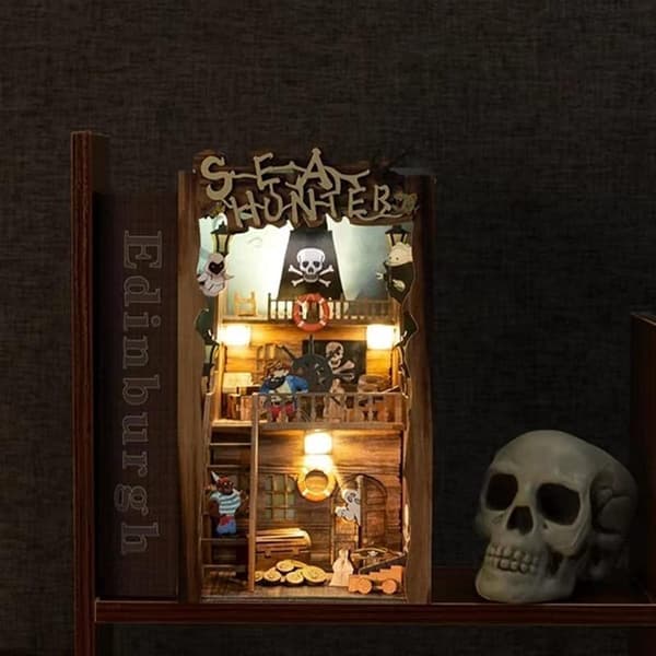 DIY 3D Wooden Book Corner Puzzle Kit Bookshelf Insert Home Table Decoration