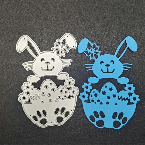Delicate Easter Bunny Egg Cutting Dies, Easter Embossing Script, Stencil Templates for Scrapbooking Journal Decorations (FMY)