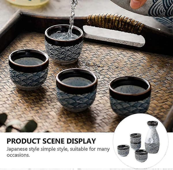 Japansk Sake Kop Sæt 4 stk 35ml Sake Kopper + 1 stk 180ml Sake Kande Sæt Keramiske Vinglas