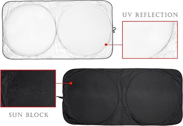 Bilsolskydd Interiör Främre Vindruta Solskydd Vikbart Anti UV - Vikbar Förvaring (150 x 70cm)