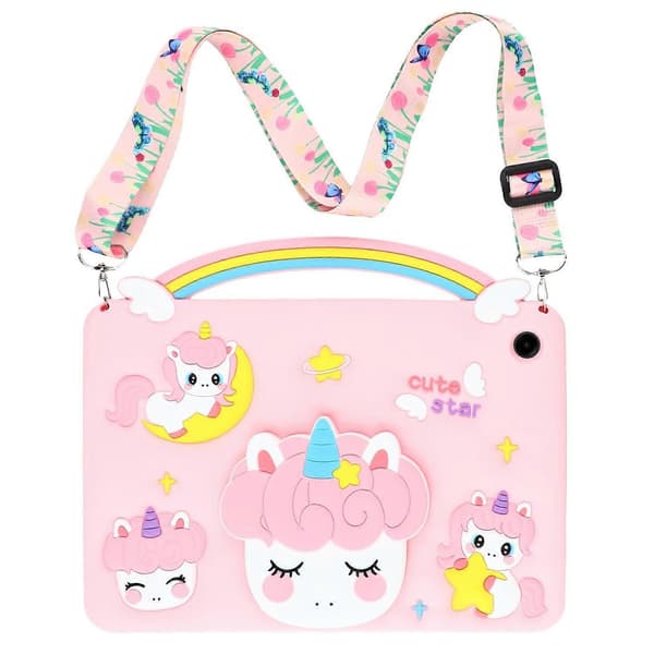 Compatible with Samsung Galaxy Tab A9+ Case with Unicorn Handle, Stand & Silicone Protection