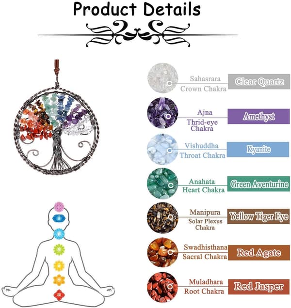 7 Chakra Livets Tre Drømmefanger Hengende Ornament Håndlaget Bo