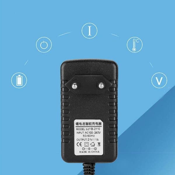 Thick Copper Core Li-ION Charger Adapter Mains 21V/1A Lithium Battery 5.5 x 2.5mm Port EU Plug