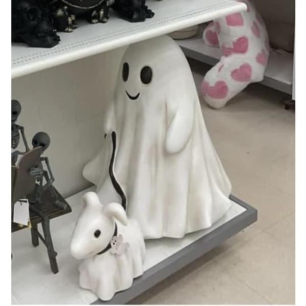 Spooky Dog Statue - Scary Ghost Dog Figurine, Home Decor, Ghost Walking Its Ghost Dog