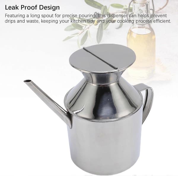 Olive Oil Dispenser 800ml Stainless Steel Can with Long Spout Leak-proof Drip-free Kitchen Container