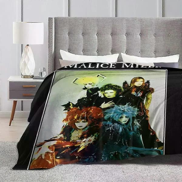 Multifunksjonell Malice Mizer Visual Kei Rock Band Teppe Merch Sofa Dekorativ Kunst Rock Teppe Pledd Myk Flanell Kompatibel med Reise