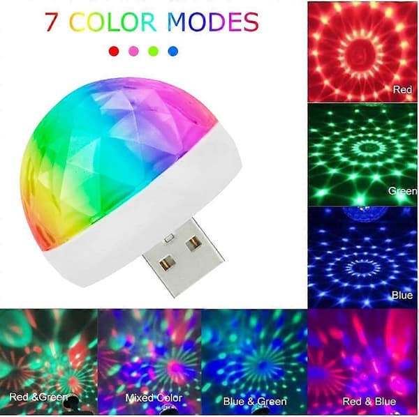 Mini USB discolampa, flerfarget LED-bilatmosfærelys