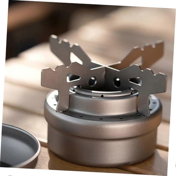 Titanium Camping Stand with Hollow Design for Visible Flame Control, Lightweight Outdoor Wok Stand