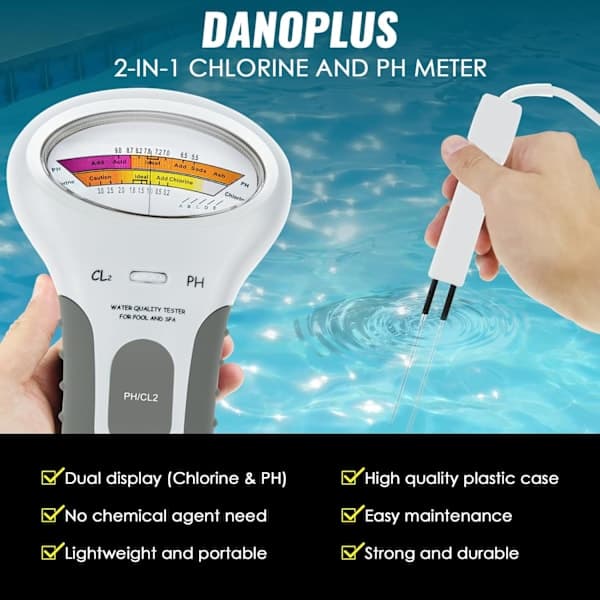 Two-in-one Chlorine pH Meter Pool Tester Handheld CL2 Level Meter Test Spa Water Quality Analysis Monitoring Analyzer