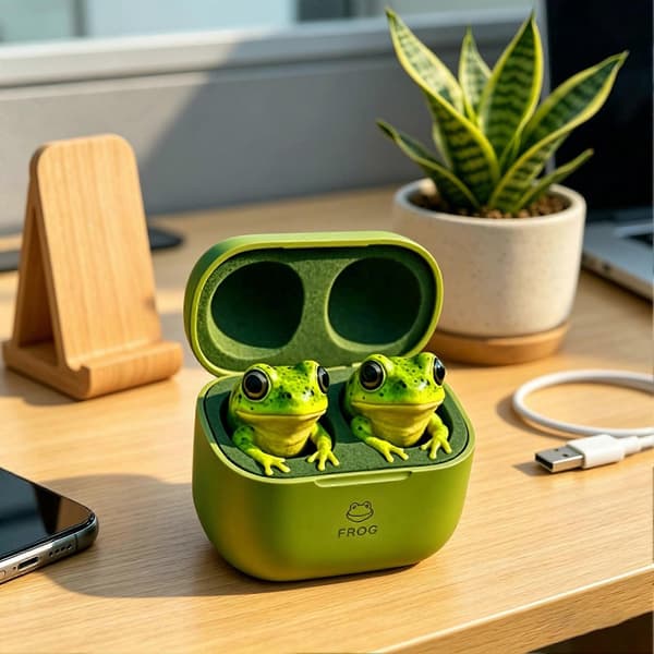 Søte froske-ørepropper – Bluetooth og unik design – for barn og voksne – ladeetui I