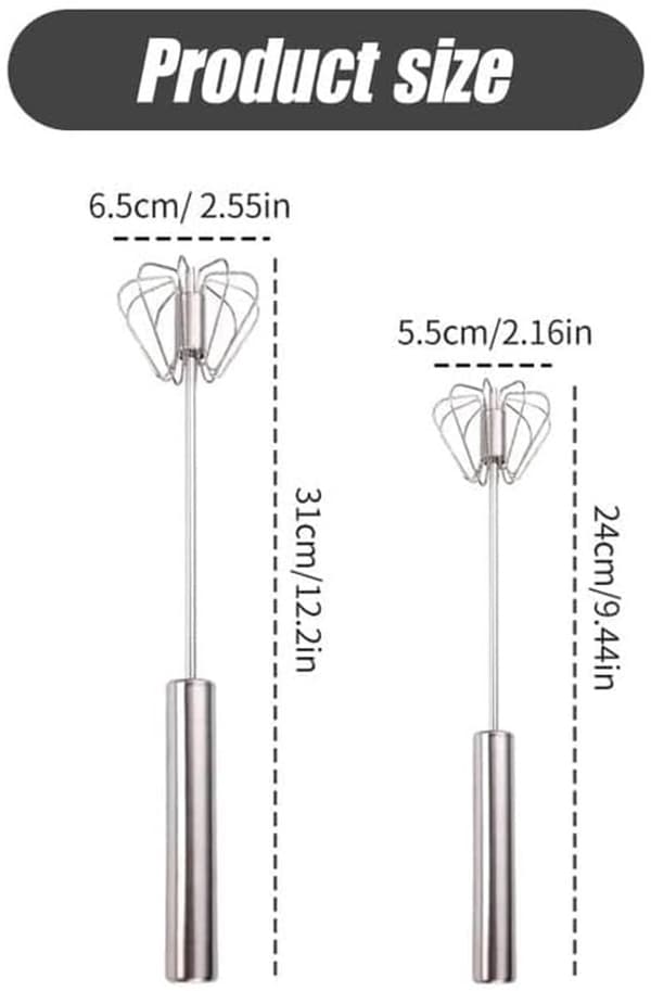 Håndmikser - 25 cm - Halvautomatisk visp, eggvisp, kremvisp - Melkeskummer - for matlaging og baking