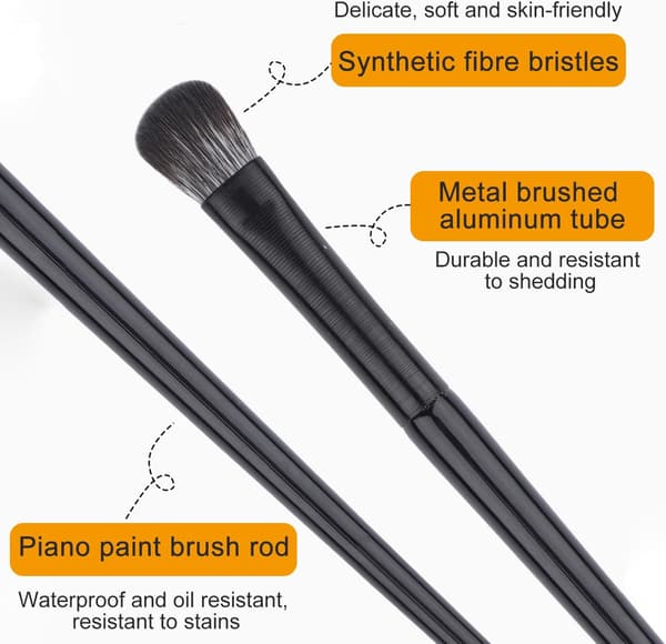 Set of 9 Makeup Brushes, Professional Brushes, Eyeshadow, Nose Contouring, Concealer and Eyebrow Brushes