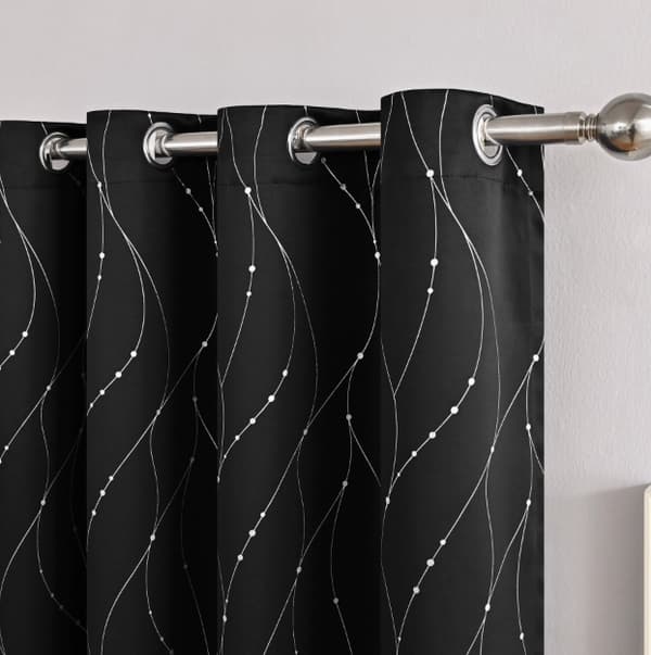 Blackout-gardiner med öljetter, 1 st, texturerad vågdesign för sovrum, 100x200 cm