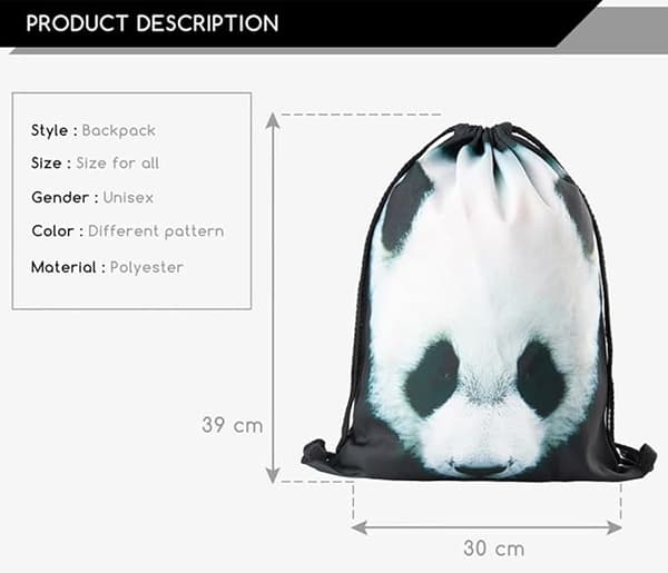 Waterproof Drawstring Bags, Adjustable Lightweight Gym Bags, Drawstring School Backpack for Sports