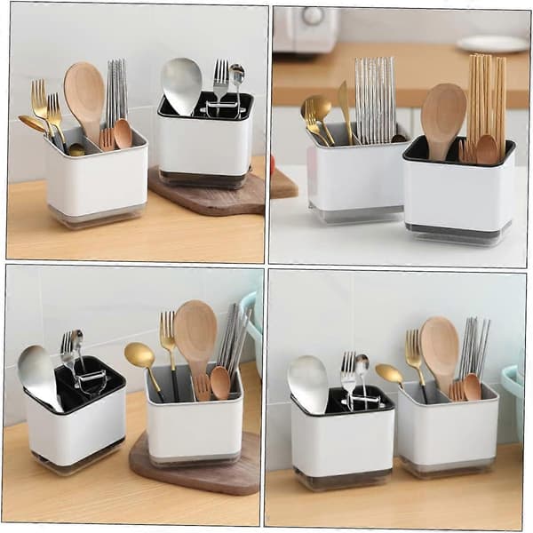 Kitchen Utensil Organizer with Removable Drain Tray, Multifunctional Chopstick Holder for Countertop