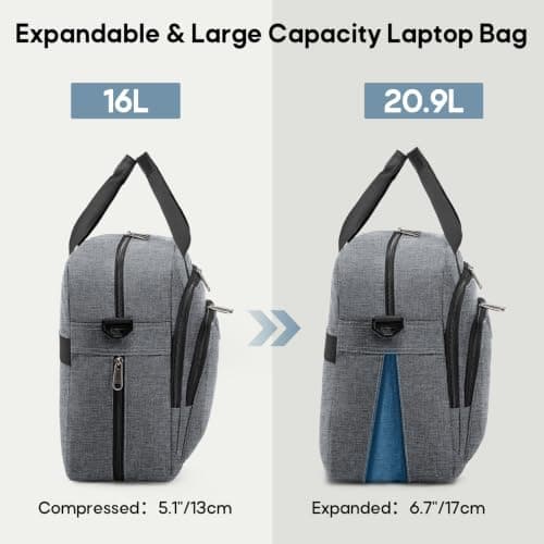 RAINSMORE 17,3\" Udvidbar Computertaske til Mænd, Laptop-taske til Forretningsbrug Grå Grey
