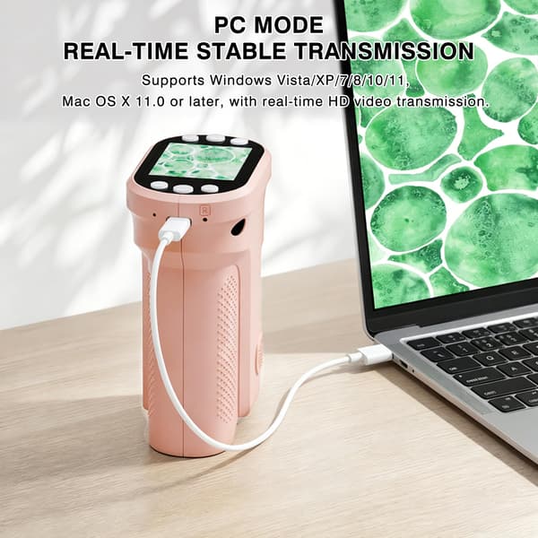 Digital microscope for kids, 1000X handheld pocket microscope STEM science toy Pink Pink