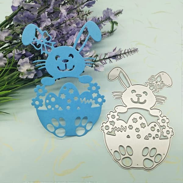 Delicate Easter Bunny Egg Cutting Dies, Easter Embossing Script, Stencil Templates for Scrapbooking Journal Decorations (FMY)