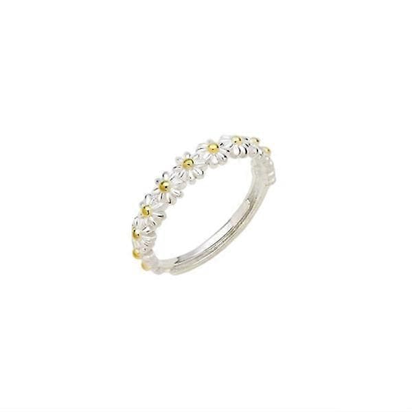 Justerbar åpen ring med blomster Daisy Sølv Sølv